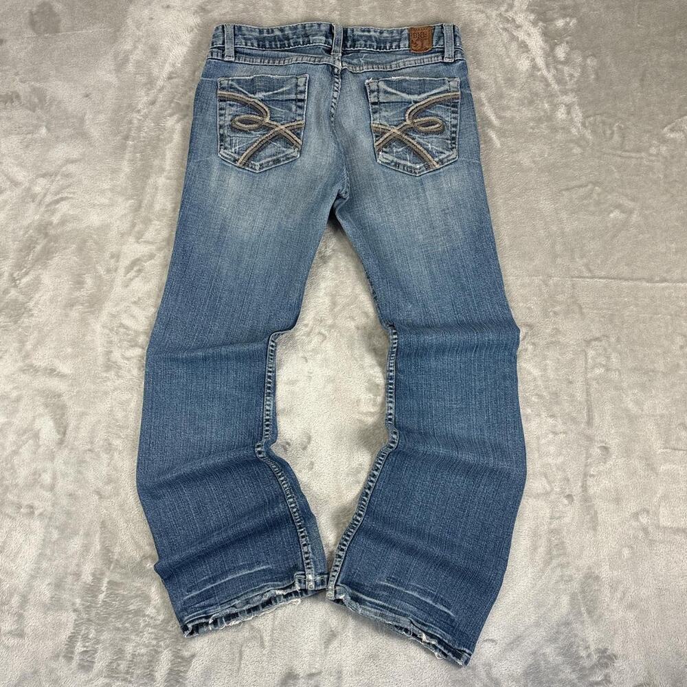 Womens Medium Blue Embroidered Pocket Jeans